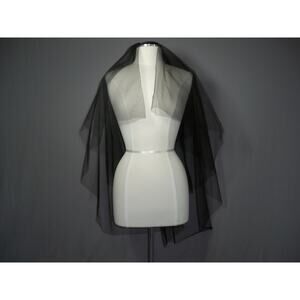 2 tier black cut edge Elbow Length Wedding Goth Gothic Costume With Comb Veil